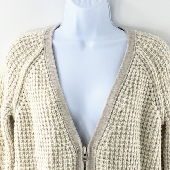 Wilfred Aritzia Cardigan Sweater Oatmeal Wool Alpaca Blend Zip Front Sz XXS - Picture 3 of 12
